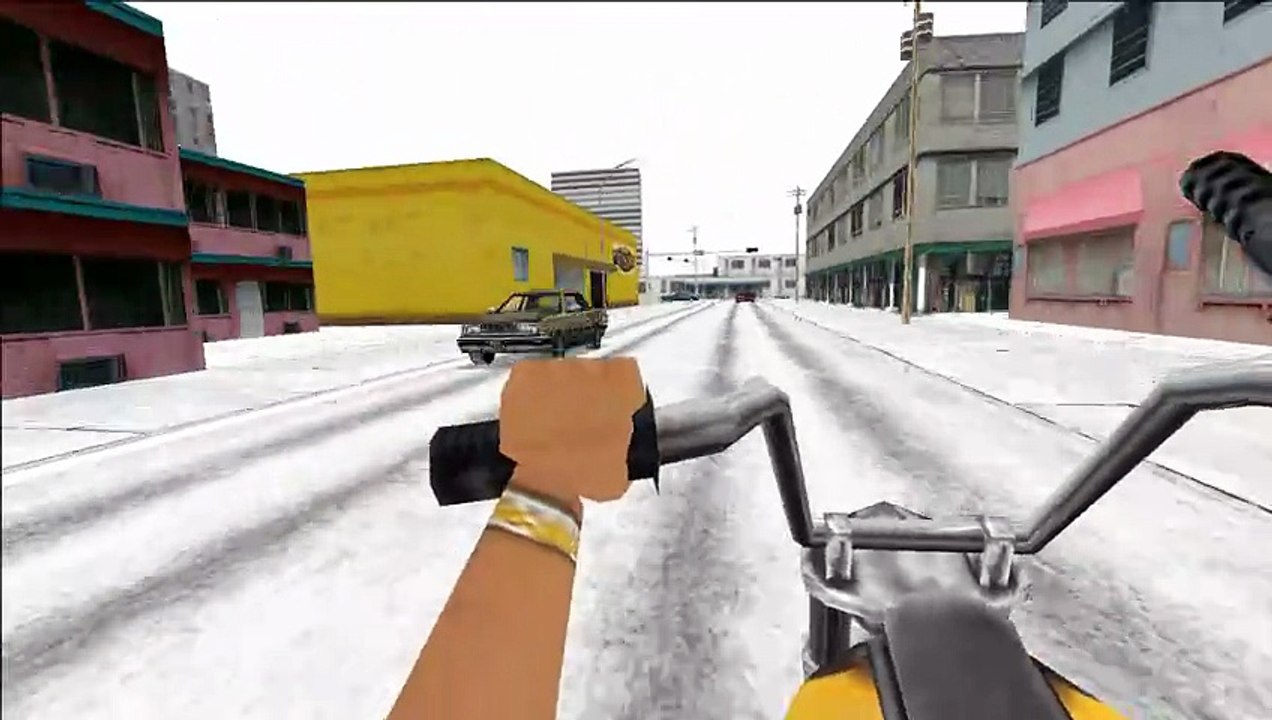 GTA Vice City,  Snow Conversion | Cold Day Mod | Video - 12,  Riding Motorcycle - First-person