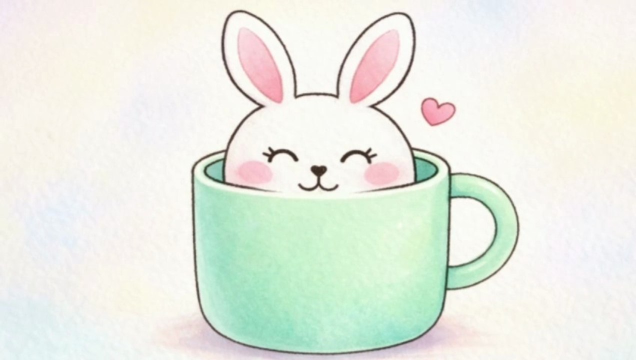🌸 Cute Rabbit Drawing in a Cup | Step by Step