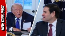 Marco Rubio cringes as Trump accidentally reads private note aloud