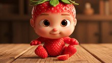 Strawberry baby enjoying strawberry.