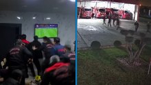 Osmaniye’de itfaiye erlerinin derbi izlerken çalan sirenle saniyeler içinde göreve hazır duruma geldiği anlar kamerada