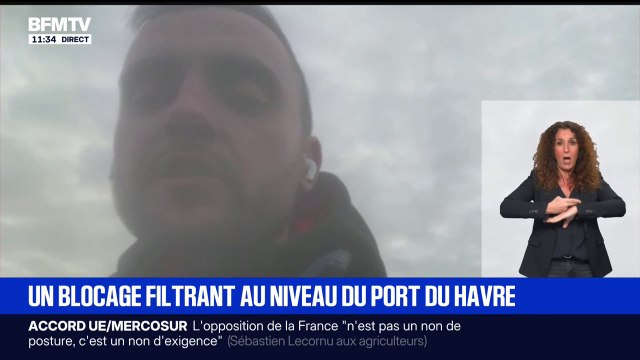 Les agriculteurs installent un barrage filtrant pour contrôler le maximum de camions qui entrent et qui sortent du port du Havre