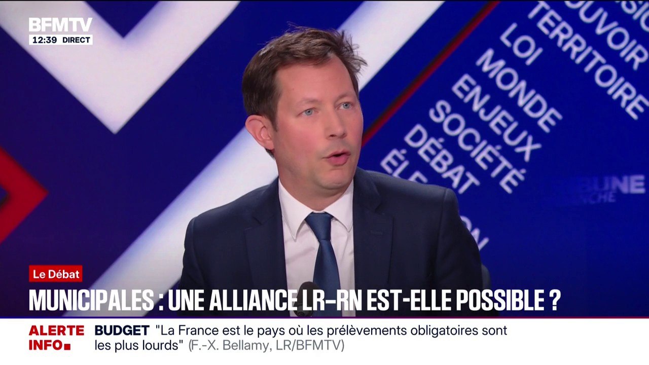 Une alliance avec le RN pour les municipales? Pour François-Xavier Bellamy, "ceux qui peuvent [faire perdre la gauche], ce sont nos candidats, pas ceux du Rassemblement national"