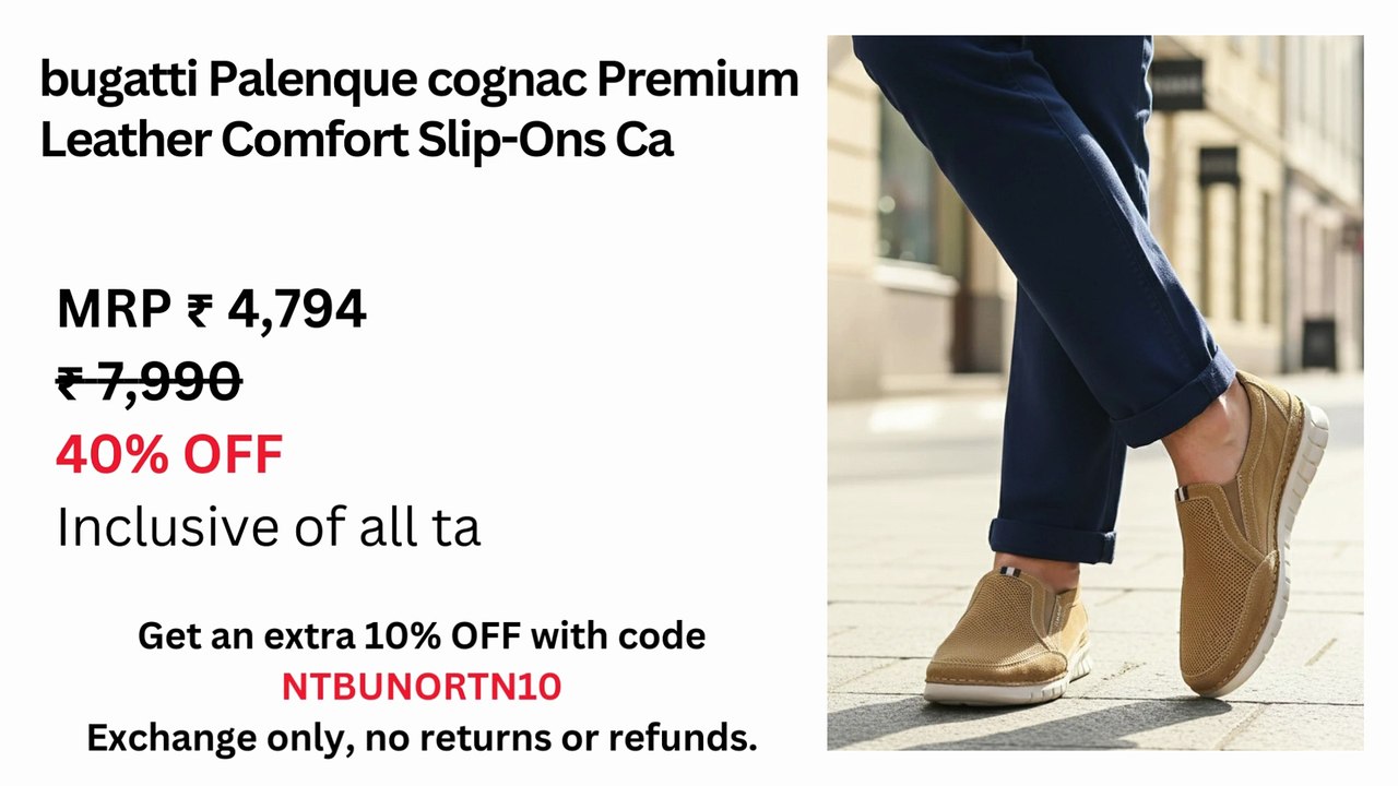 bugatti Palenque cognac Premium Leather Comfort Slip-Ons Casual