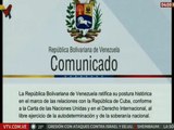 Comunicado | Venezuela ratifica su postura histórica en el marco de las relaciones con Cuba