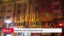 Burdur'da 4 katlı binanın çatısı yandı