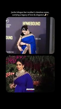 Janhvi Kapoor honoring Sridevi, draped in love and timeless grace ✨ #glamsham #saree #janhvikapoor #sridevi #cannes {glamsham, saree, janhvi kapoor, sridevi, cannes}