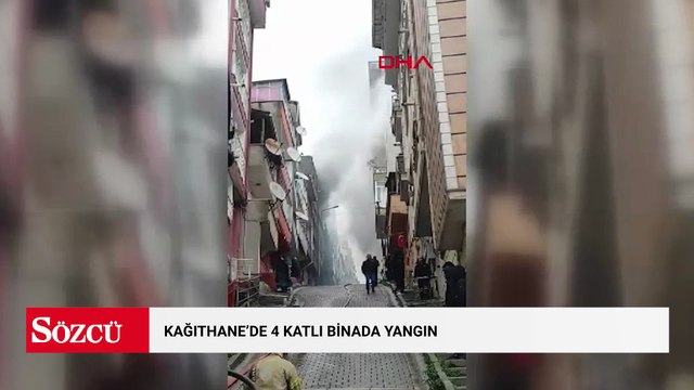 Kağıthane'de 4 katlı binada yangın