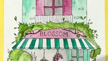 Coloriage d'une boutique de fleurs à l'aquarelle