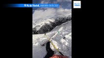 Watch: Moment skier and dog caught in avalanche