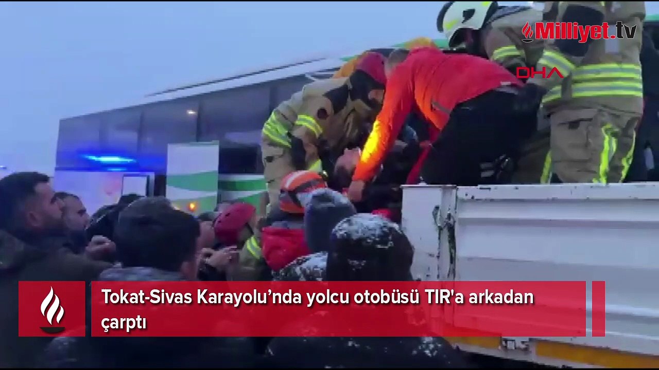 Tokat-Sivas yolunda feci kaza: Yolcu otobüsü TIR’a çarptı: Yaralılar var