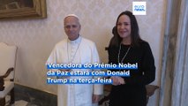 Papa Leão XIV recebe líder da oposição venezuelana Maria Corina Machado