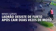 Ladrão desiste de furto após cair duas vezes de moto