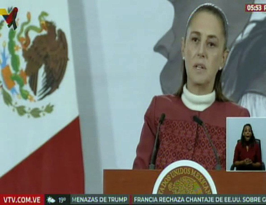 Presidenta de México ratificó su rechazo a la agresión militar de EE. UU. contra Venezuela