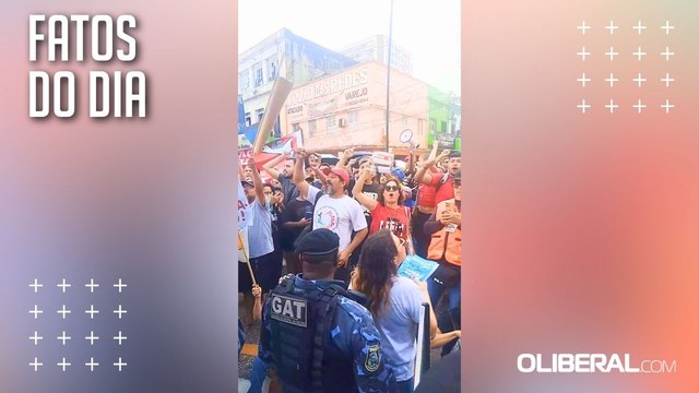 Servidores municipais de Belém protestam durante aniversário da capital