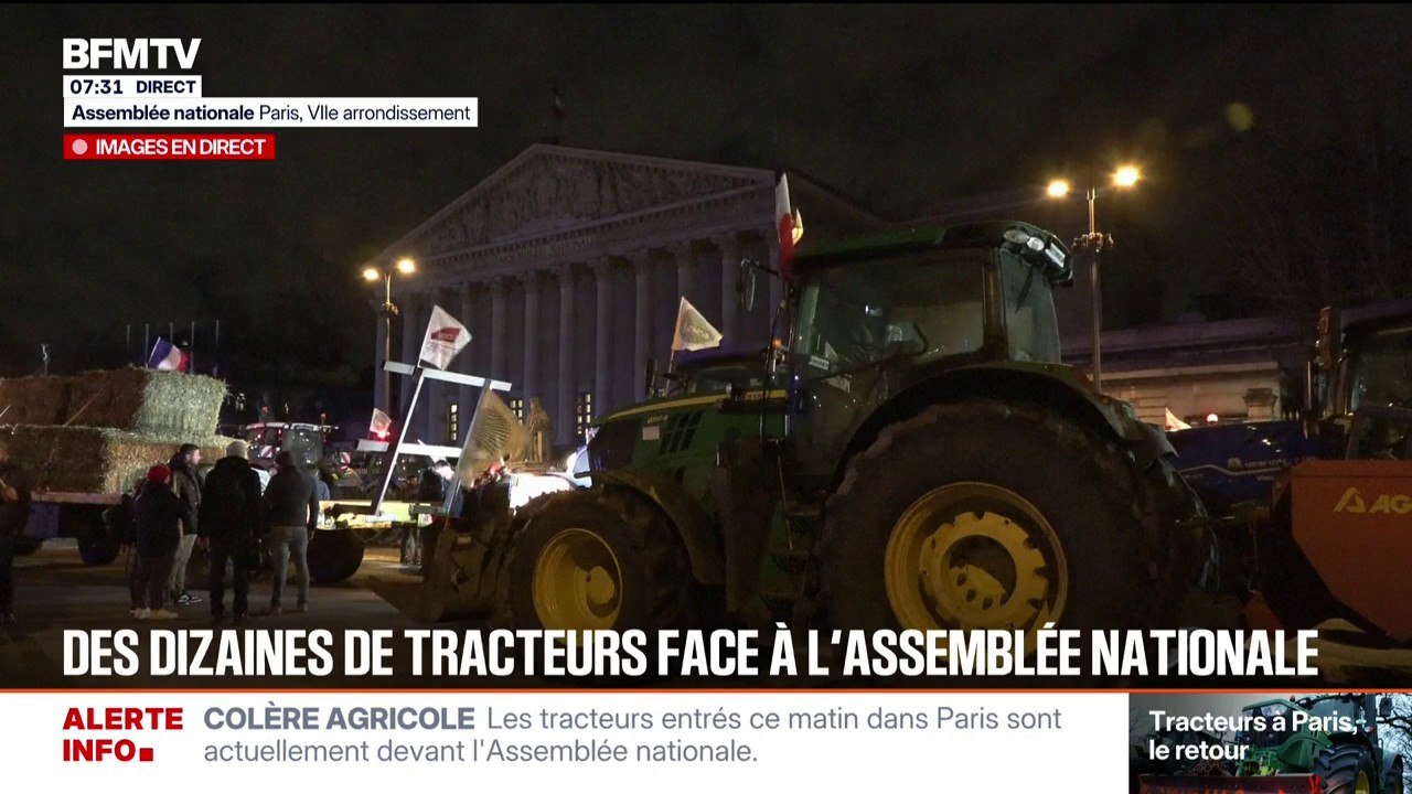 Colère des agriculteurs: 150 tracteurs sont entrés dans Paris, certains stationnés devant l'Assemblée nationale