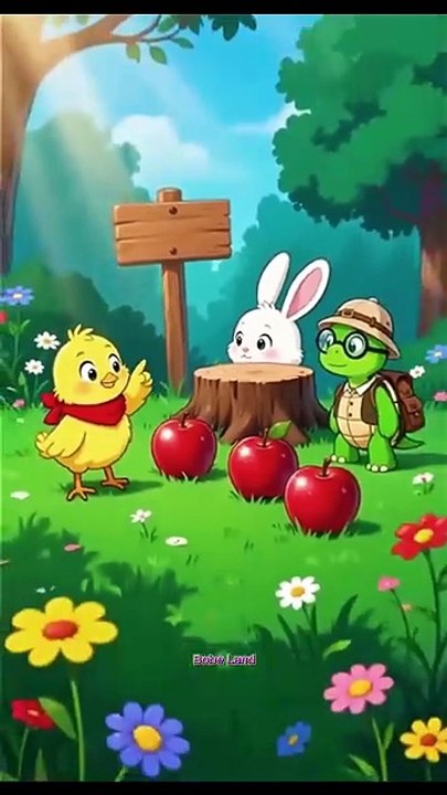 Enjoying the apple.🍎🐰🐢🐥