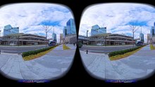 ＜VR180 3D＞JR大阪駅 北側  うめきた広場横の歩道からルクア～バルチカ03の連絡通路まで歩く【ゴーグル必須・立体視】