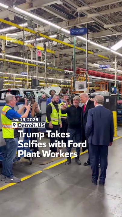 Trump Takes Selfies with Ford Plant Workers