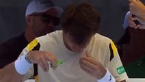 Bizarre moment tennis player gives himself haircut mid-match in bid to win