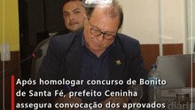 Após homologar concurso de Bonito de Santa Fé, prefeito Ceninha assegura convocação dos aprovados