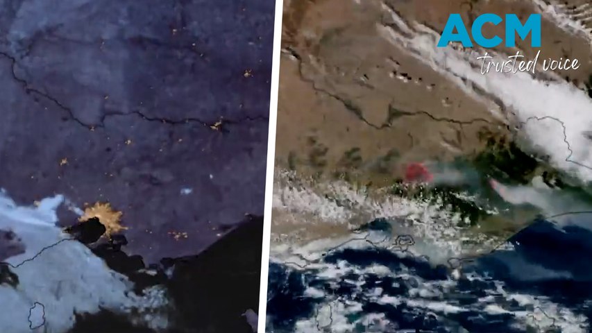 In satellite images, taken by Colorado State University, dark burn scars mark the areas affected by the fires, particularly around the town of Longwood in Victoria. The fire spread across 136,000 hectares. This video includes ACM-produced voiceover powered by AI.