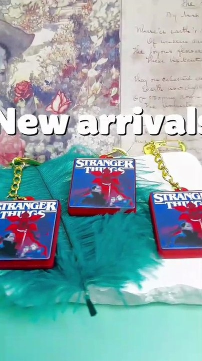 Metal Keychain with Lobster Clasp with Charm Pendant Classic Horror Series, Flat Rectangle Shape