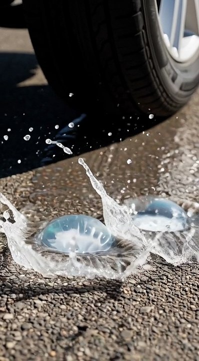 EXTREME ASMR Water Balloon Crushing Under Car Tyre  | Oddly Satisfying