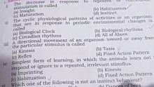 chapter 19 Animal behaviour class 12 biology test book mcqs solution