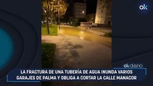 La fractura de una tubería de agua inunda varios garajes de Palma y obliga a cortar la calle Manacor