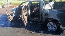 Criminosos furtam caminhonete de mecânica em Toledo e ateiam fogo