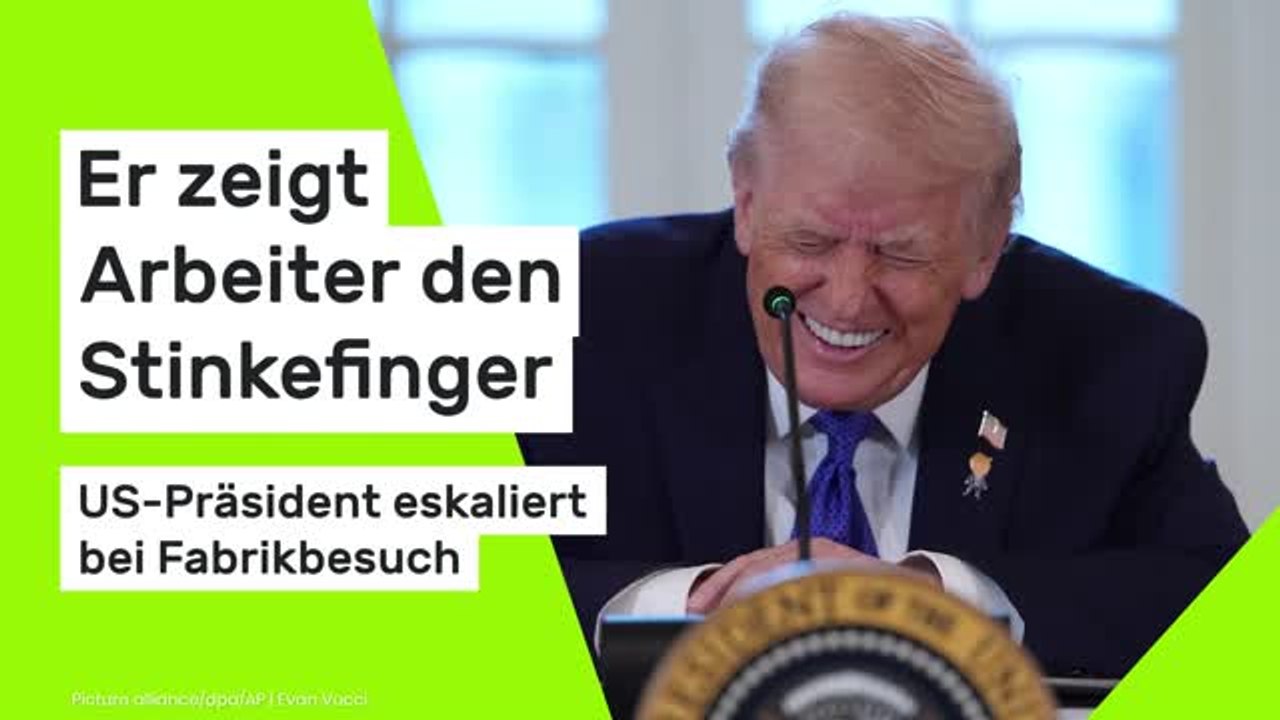Donald Trump: Er zeigt Arbeiter den Stinkefinger - US-Präsident eskaliert bei Fabrikbesuch