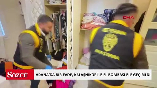 Adana'da bir evde kalaşnikof piyade tüfeği ile el bombası ele geçirildi; 4 tutuklama