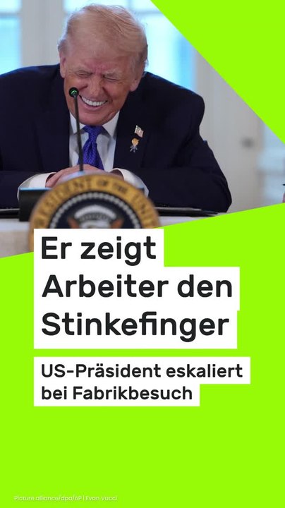 No Glomex Donald Trump: Er zeigt Arbeiter den Stinkefinger - US-Präsident eskaliert bei Fabrikbesuch