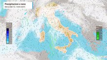 Mappa relativa alle precipitazioni previste nei prossimi giorni