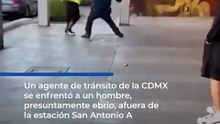 Un agente de tránsito de la cse enfrentó a un hombre, presuntamente ebrio, afuera de la estación San Antonio Abad