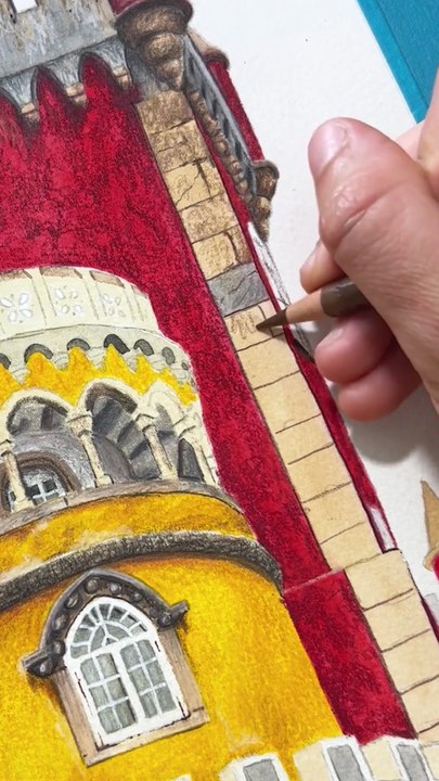 Dessin au crayon de couleur du Palazzo de Pena