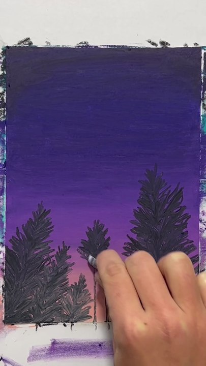 Paysage facile à réaliser avec les pastels à l'huile