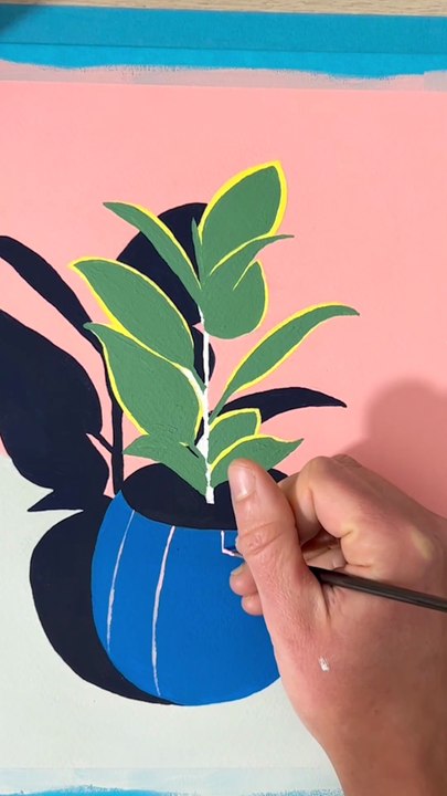 Peindre une plante graphique à la gouache