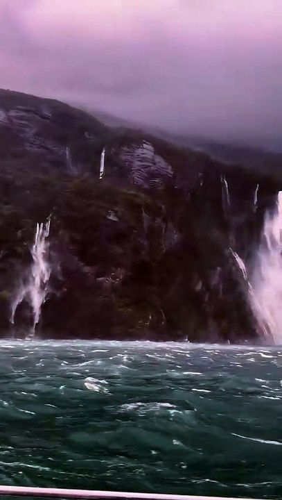 Relaxing New Zealand Travel Guide - Milford Sound Waterfalls in Rain