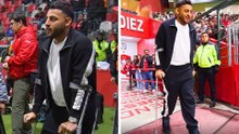 Alexis Vega reaparece en muletas para apoyar a Toluca frente a Santos