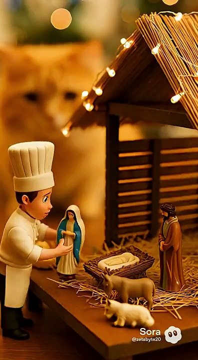 🎄 EPISODE 11 Luna the Cat Destroys the Nativity Scene 😹🎄 #lunathecat #tinychef #christmas #catshorts