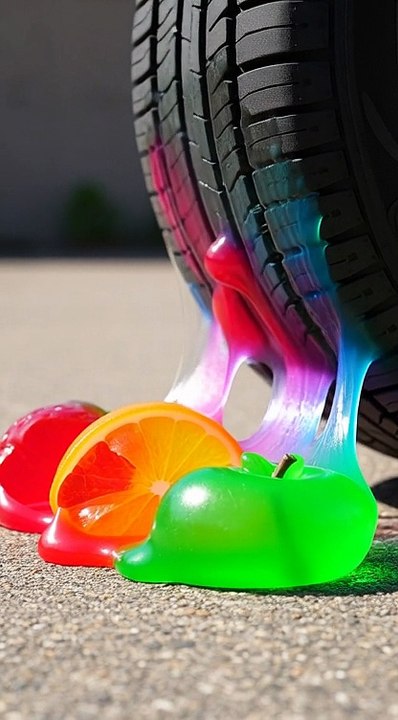 EXTREME ASMR Fruit Gummy Crushing Under Car Tyre 🍓🍊 | Oddly Satisfying
