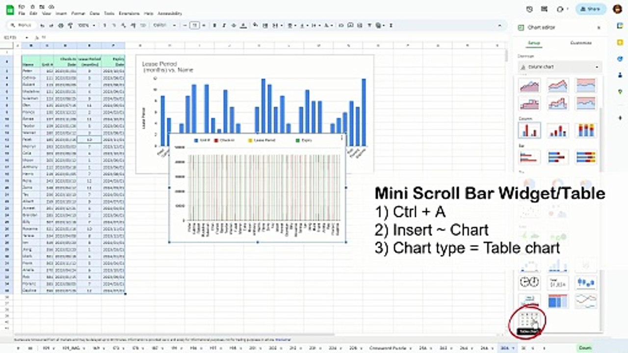 Mini Scroll Bar Widget in Google Sheets - Excel Tips and Tricks