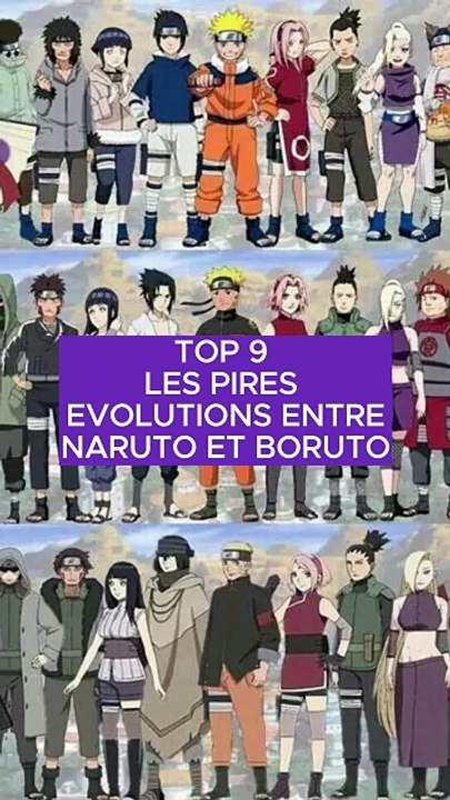 TOP 9 DES PIRES ÉVOLUTIONS ENTRE NARUTO ET BORUTO mA avant #Naruto #Boruto #NarutoShippuden #NarutoFR #AnimeTikTok #Top9 #NarutoTop9 #PiresÉvolutions