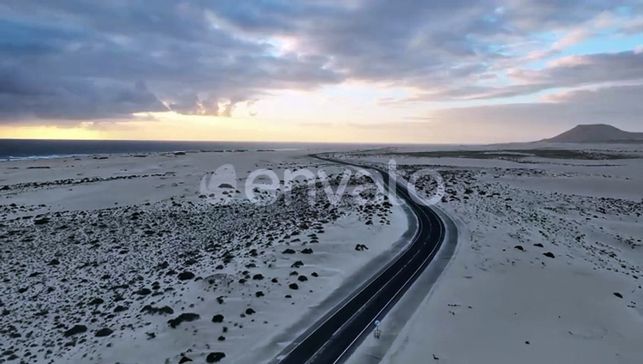 Coastal Desert Highway at Sunrise or Sunset