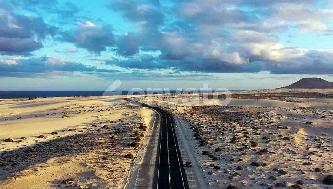 Fuerteventura, Corralejo sand dunes nature park. Beautiful Aerial Shot. Canary Islands, Spain. Aeria