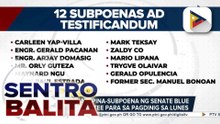 12 indibidwal, ipina-subpoena ng Senate Blue Ribbon Committee para sa pagdinig sa Lunes; dating DPWH Official Alcantara, pahaharapin ulit sa pagdinig | ulat ni Louisa Erispe