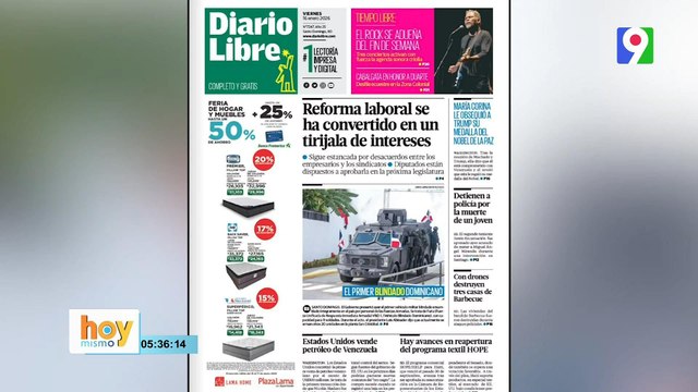 Titulares prensa dominicana viernes 16 de enero 2026 | Hoy Mismo