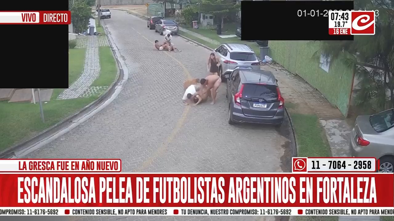 Escandalosa pelea de futbolistas argentinos en Brasil. Nuevas imágenes
